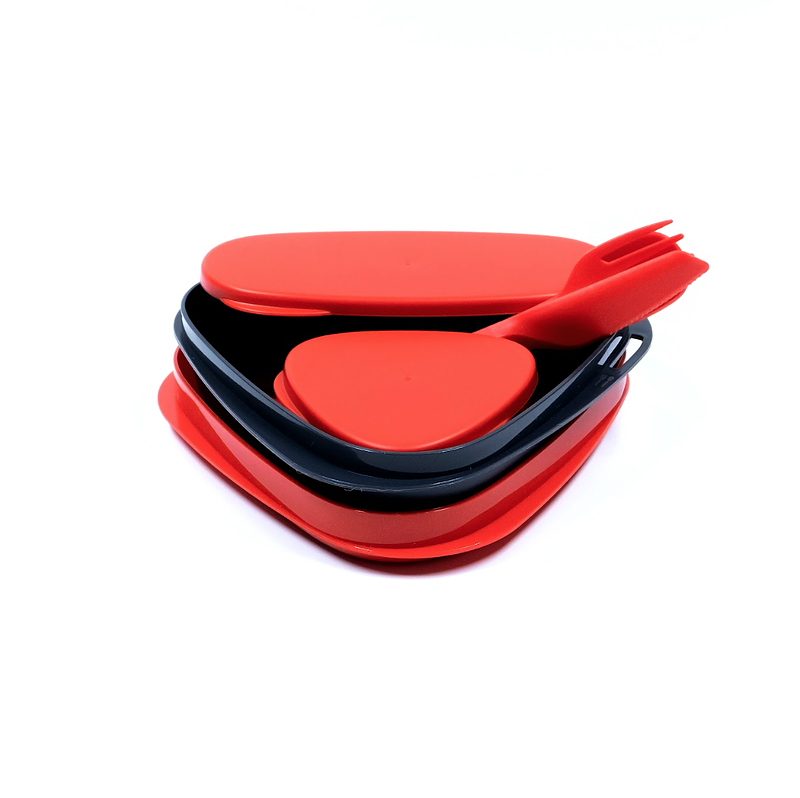 ست ظروف سفری 8 عددی مدل لانچ کیت مثلثی لایف کمپ سرخابی